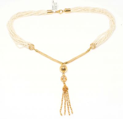 Sand Pearl Gold Necklace, 22K - 5