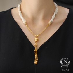 Sand Pearl Gold Necklace, 22K - 4