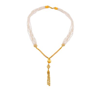 Sand Pearl Gold Necklace, 22K - 2