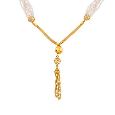 Sand Pearl Gold Necklace, 22K - 3