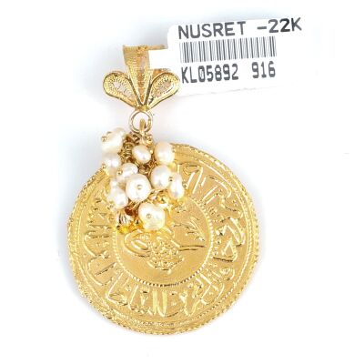 22 Ayar Altın Mahmudiye Paralı İnci Salkım Kolye Ucu - 1