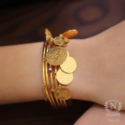 22K Gold Mahmudiye Coin Wire Bracelet - 7