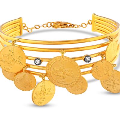 22K Gold Mahmudiye Coin Wire Bracelet - 3