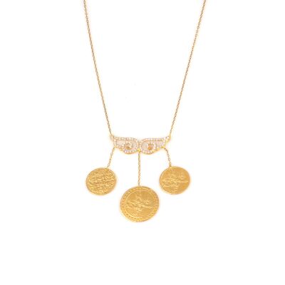 22 Ayar Altın Melek Kanadı Osmanlı Paralı Kolye - 2