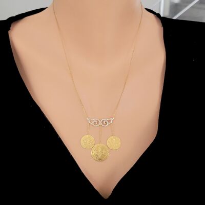 22 Ayar Altın Melek Kanadı Osmanlı Paralı Kolye - 1