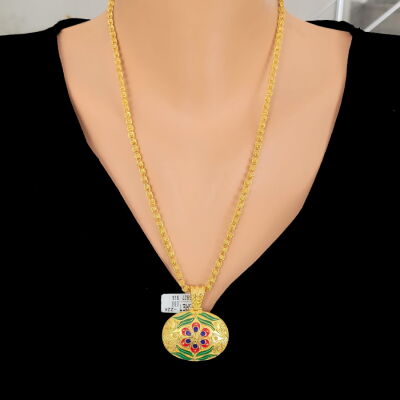 22 Ayar Altın Mineli Papatya Model Kolye Ucu - 2