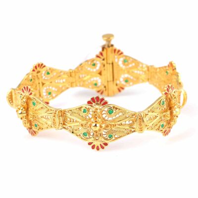 22 Ayar Altın Mineli Telkari El İşi Bileklik - 1