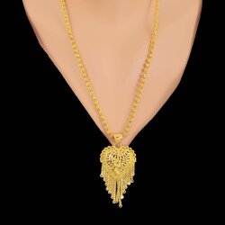 22 Ayar Altın Minik Çiçek Desenli Kalp Hint Kolye Ucu - Nusrettaki (1)