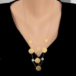 22 Ayar Altın Nazar Boncuklu Paralı Kolye - Nusrettaki