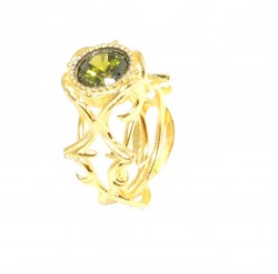 22K Gold Ancient Byzantine Design Ring with Olive Yellow Peridot - Nusrettaki (1)