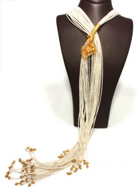 22 Ayar Altın Orkide ve Kum İnci Modeli Kolye - 2