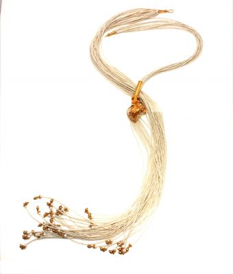 22 Ayar Altın Orkide ve Kum İnci Modeli Kolye - 3