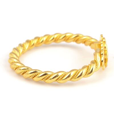 22 Ayar Altın Oval Kaşlı Burgu Tel Erzurum Burma Bilezik - 3