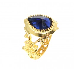 Nusrettaki - 22K Gold Ancient Byzantium Design Ring with Sapphire