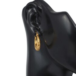 22 Ayar Altın Telkari Desenli Halka Küpe - 4