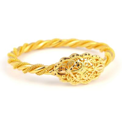 22 Ayar Altın Telkari Kaşlı Örme Burma Bilezik - 1