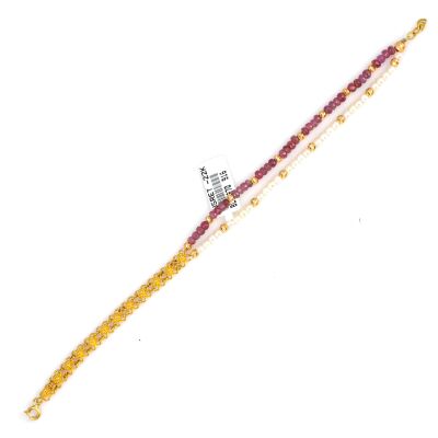 22 Ayar Altın Telkari Model Yakut Ve İnci Taşlı Bileklik - 2