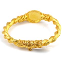 22 Ayar Altın Turkuaz Taşlı Çift Tel Burma Bilezik - 4