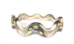 22 Ayar Altın ve Gümüş Yıldız Desenli Es Bilezik - 6