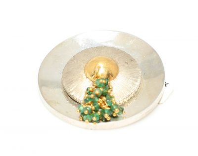 24 Ayar Altın ve Gümüş Zümrüt Salkımlı Kolye Ucu - 2