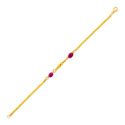 22 Ayar Altın Yakut Taşlı Dorika & Zincir Bileklik - Nusrettaki (1)