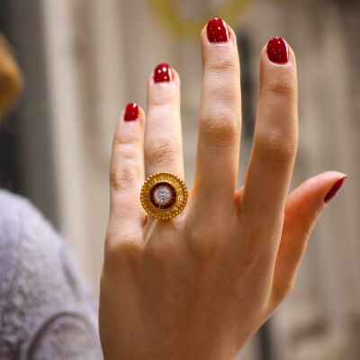 22 Ayar Altın Yakut Taşlı Yüzük - 3