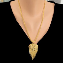 22 Ayar Altın Yarım Papatya, Baklava Desenli Kalp Hint Kolye Ucu - Nusrettaki (1)