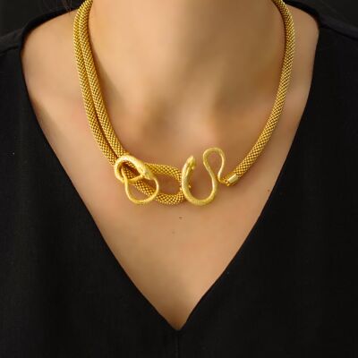 22 Ayar Altın Yılan Modeli Kolye - 1