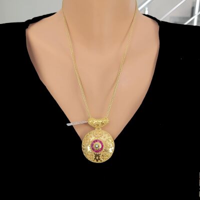 22 Ayar Altın Yuvarlak 0,15 Crt Antik Kolye Ucu - 2