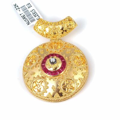 22 Ayar Altın Yuvarlak 0,15 Crt Antik Kolye Ucu - 3