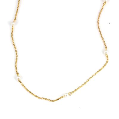 22 Ayar Altın Zarif İnci Taşlı İnce Kolye - 2