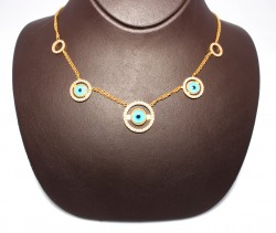 22 Carat Gold Evil Eye Chain Necklace - 2