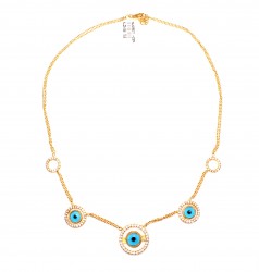 22 Carat Gold Evil Eye Chain Necklace - 3