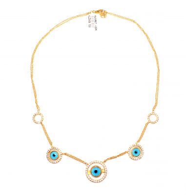 22 Carat Gold Evil Eye Chain Necklace - 3