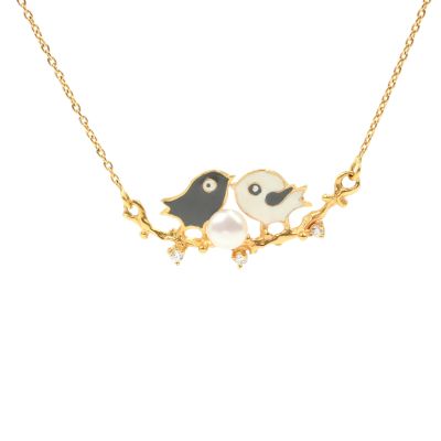 22K Gold Lovebirds Necklace - 2