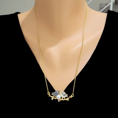 22K Gold Lovebirds Necklace - 1