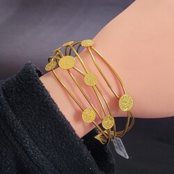 22K Gold Tube Bracelets with Ottoman Sign - Nusrettaki (1)