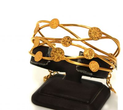 22K Gold Tube Bracelets with Ottoman Sign - 5
