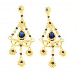 22K Gold Ancient Byzantium Design Chandelier Earrings - 1