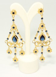 22K Gold Ancient Byzantium Design Chandelier Earrings - 2