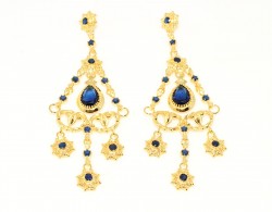 22K Gold Ancient Byzantium Design Chandelier Earrings - 3