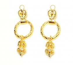 22K Gold Ancient Byzantium Design Circles Dangle Earrings - Nusrettaki
