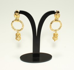 22K Gold Ancient Byzantium Design Circles Dangle Earrings - Nusrettaki (1)