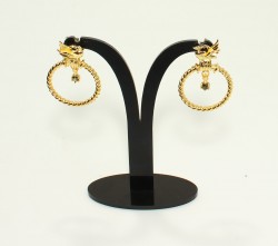 22K Gold Ancient Byzantium Design Dove Hoop Earrings - Nusrettaki (1)