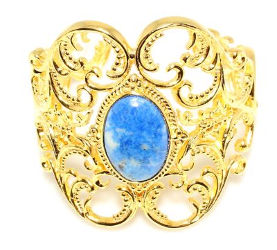 22K Gold Antique Byzantium Cuff Bangle with Sapphire - 3