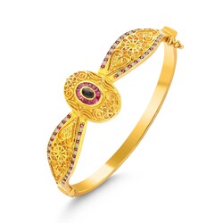 22K Gold Antique Ottoman Style Bangle Bracelet with Ruby - 2