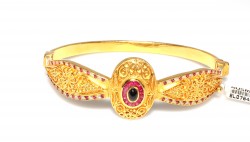 22K Gold Antique Ottoman Style Bangle Bracelet with Ruby - 5