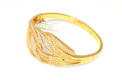 22K Gold Artistic Leaves Bangle Bracelet - 6