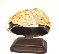 22K Gold Artistic Leaves Bangle Bracelet - 4