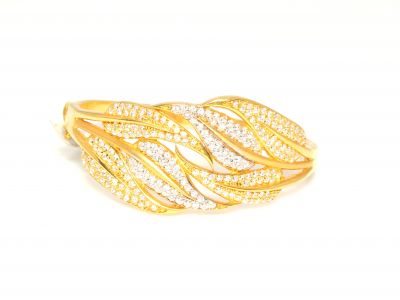 22K Gold Artistic Leaves Bangle Bracelet - 5